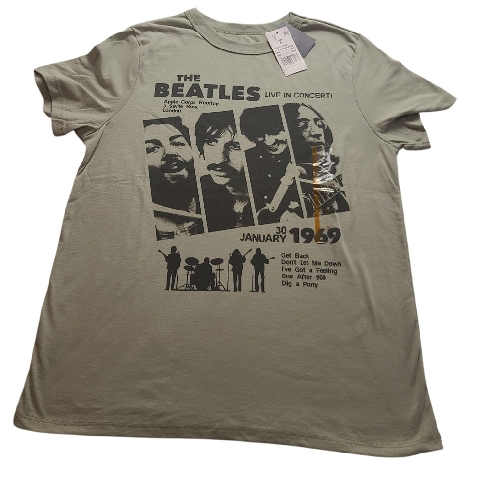 The Beatles Live In Concert Rooftop 1969 Men's T-Shirt Desert Sage Green Small